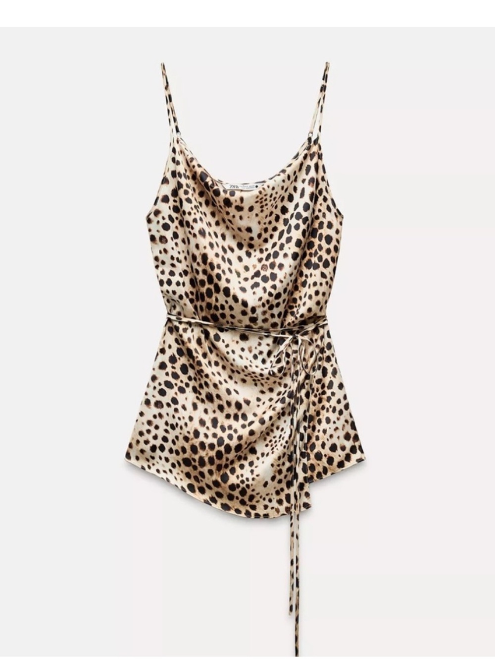 NWT Zara leopard Print Satin Cowl Neck Camisole Top